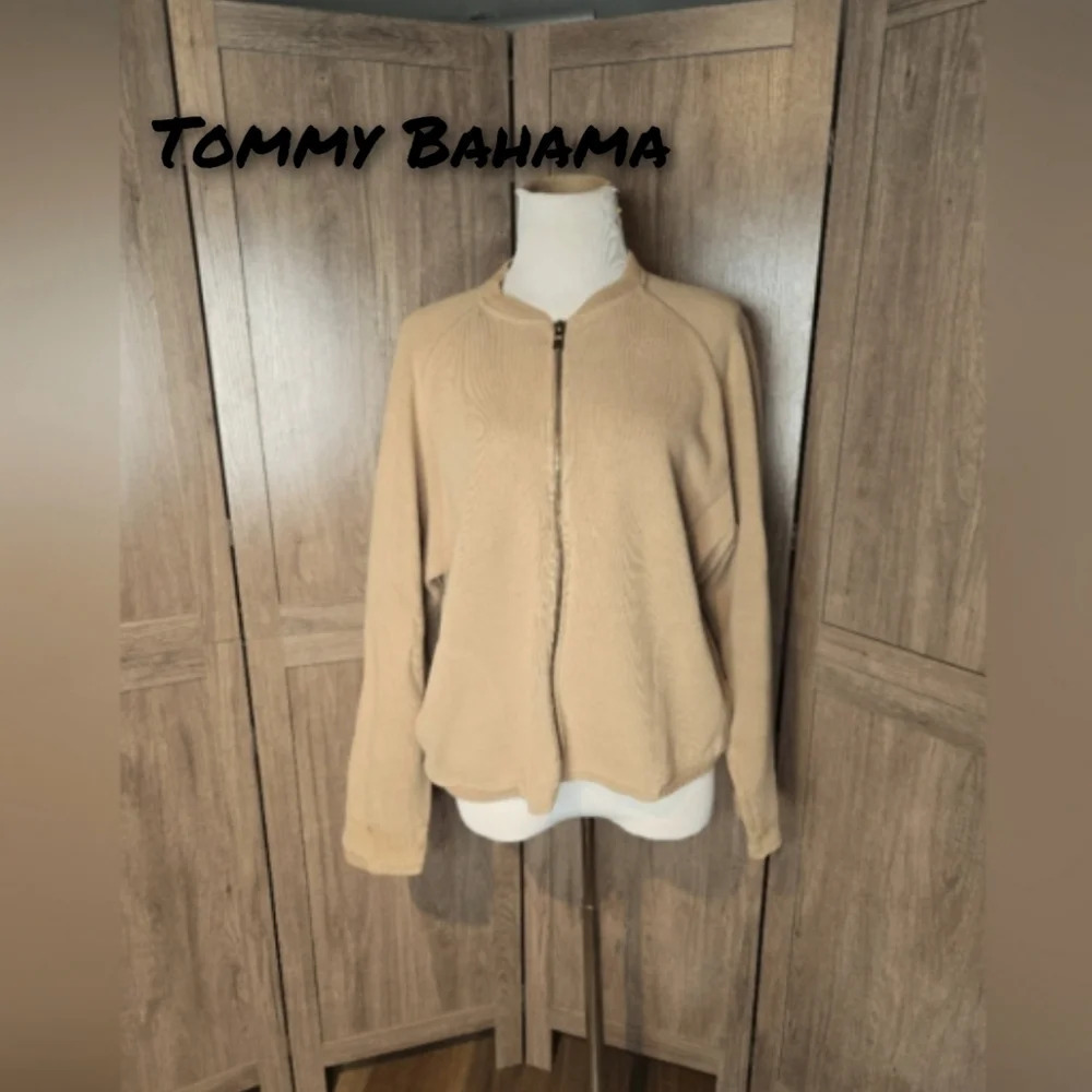 Tommy Bahama beige women's jacket cardigan sweater